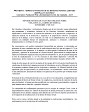 INFORME SINTESIS DE CASOS RECOPILADOS SOBRE VIOLACION A LA LIBERTAD SINDICAL NOVIEMBRE 17 DE 2020